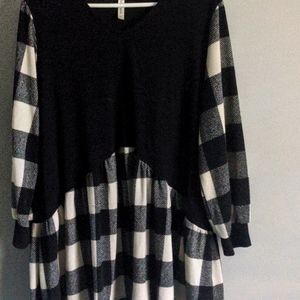 Gingham babydoll tunic